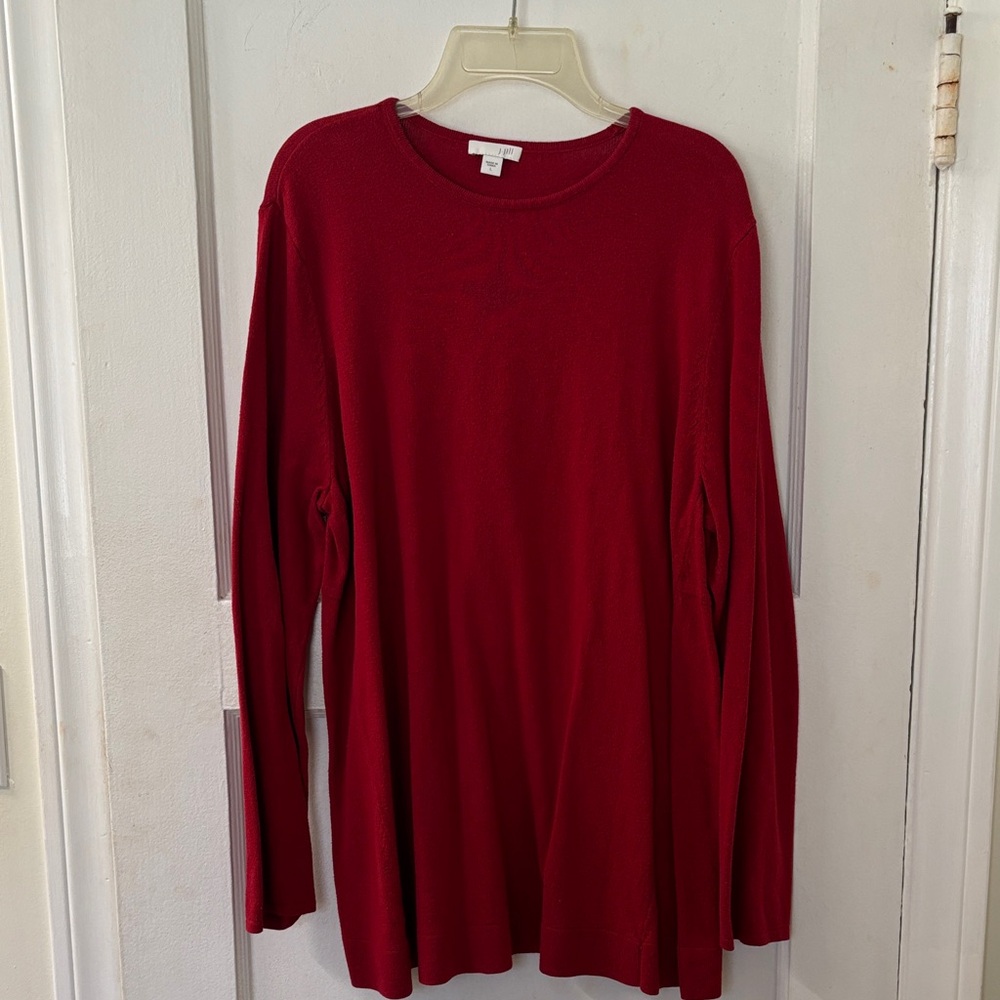 J. Jill Rich Red Crew Neck Sweater